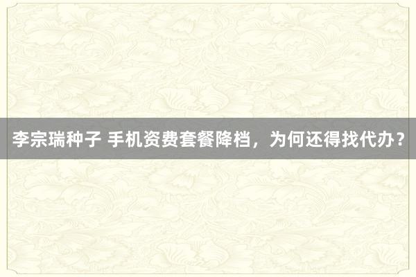 李宗瑞种子 手机资费套餐降档，为何还得找代办？