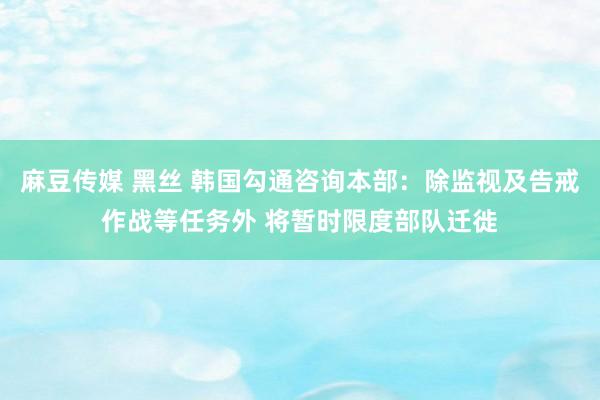 麻豆传媒 黑丝 韩国勾通咨询本部：除监视及告戒作战等任务外 将暂时限度部队迁徙