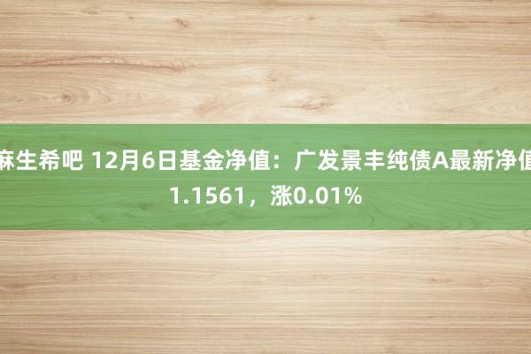 麻生希吧 12月6日基金净值：广发景丰纯债A最新净值1.1561，涨0.01%