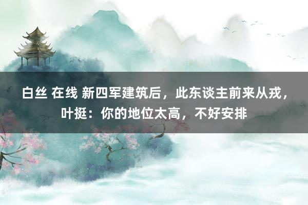 白丝 在线 新四军建筑后，此东谈主前来从戎，叶挺：你的地位太高，不好安排