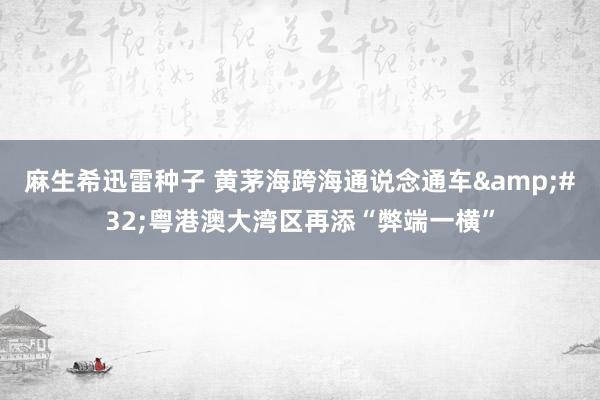 麻生希迅雷种子 黄茅海跨海通说念通车&#32;粤港澳大湾区再添“弊端一横”