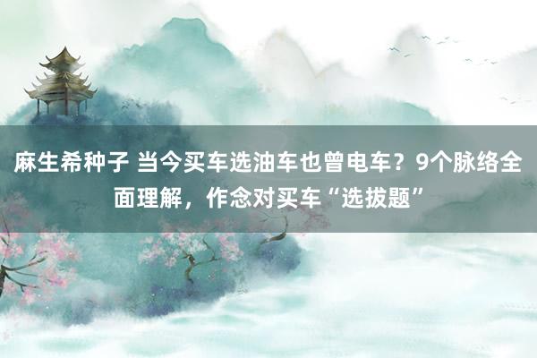 麻生希种子 当今买车选油车也曾电车？9个脉络全面理解，作念对买车“选拔题”