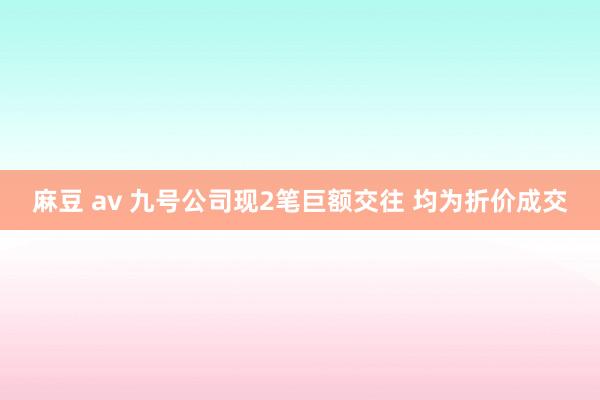 麻豆 av 九号公司现2笔巨额交往 均为折价成交