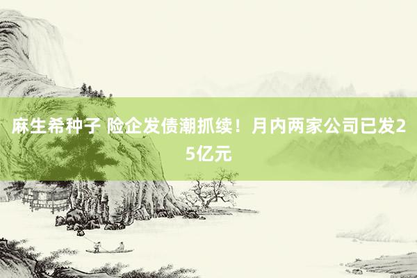 麻生希种子 险企发债潮抓续！月内两家公司已发25亿元