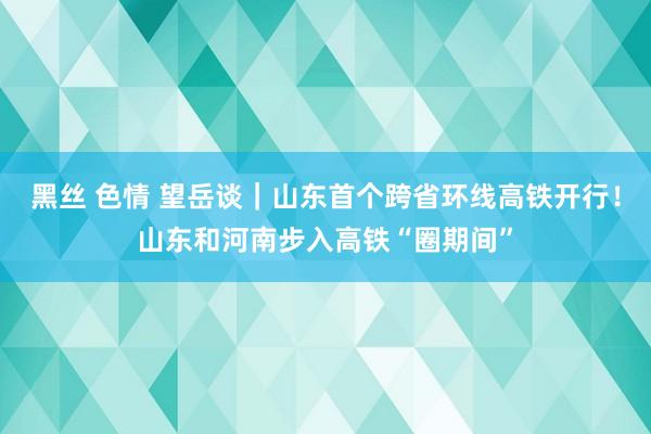 黑丝 色情 望岳谈｜山东首个跨省环线高铁开行！山东和河南步入高铁“圈期间”