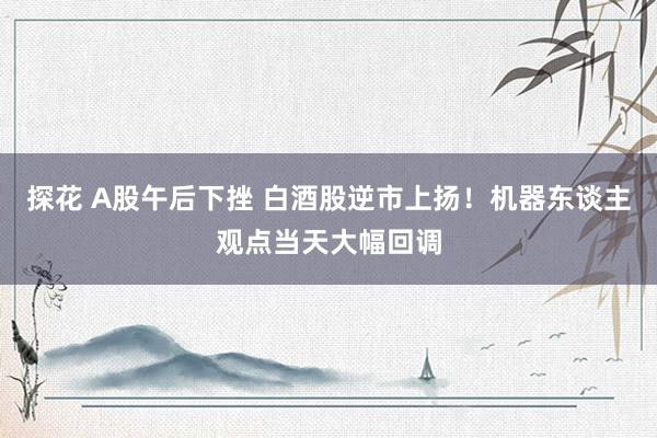 探花 A股午后下挫 白酒股逆市上扬！机器东谈主观点当天大幅回调