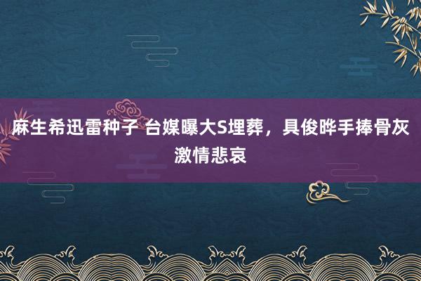 麻生希迅雷种子 台媒曝大S埋葬，具俊晔手捧骨灰激情悲哀