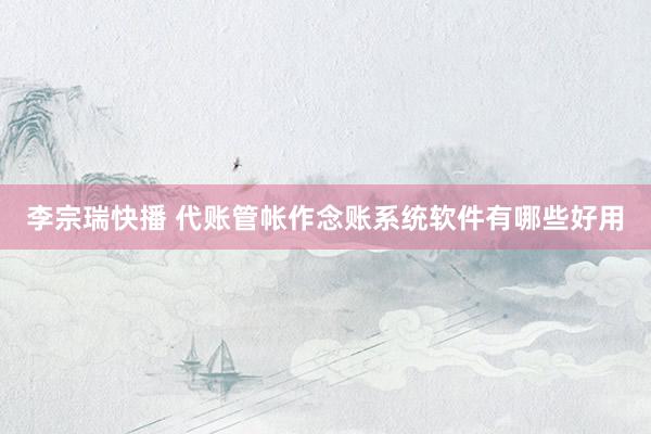 李宗瑞快播 代账管帐作念账系统软件有哪些好用