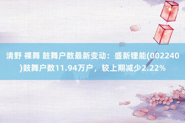 清野 裸舞 鼓舞户数最新变动：盛新锂能(002240)鼓舞户数11.94万户，较上期减少2.22%